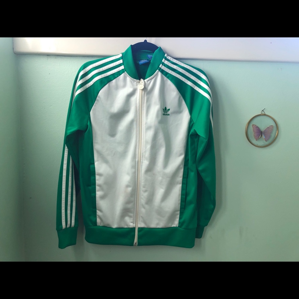 Adidas green/white training coat